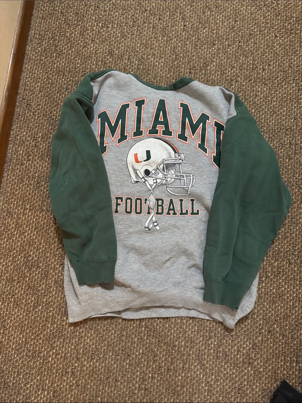 Grail vintage Miami Football Raglan Sweatshirt - Gray & Green